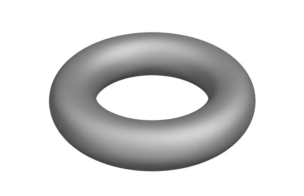Grauer, torusförmiger O-Ring vor weißem Hintergrund, charakteristisch für Dichtungen; typischer Einsatz in Anwendungen von Bosch-Produkten.